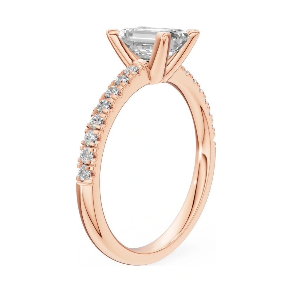 14K rose gold GREMARI Seven Solis ring with 1.00 ct emerald-cut natural diamond