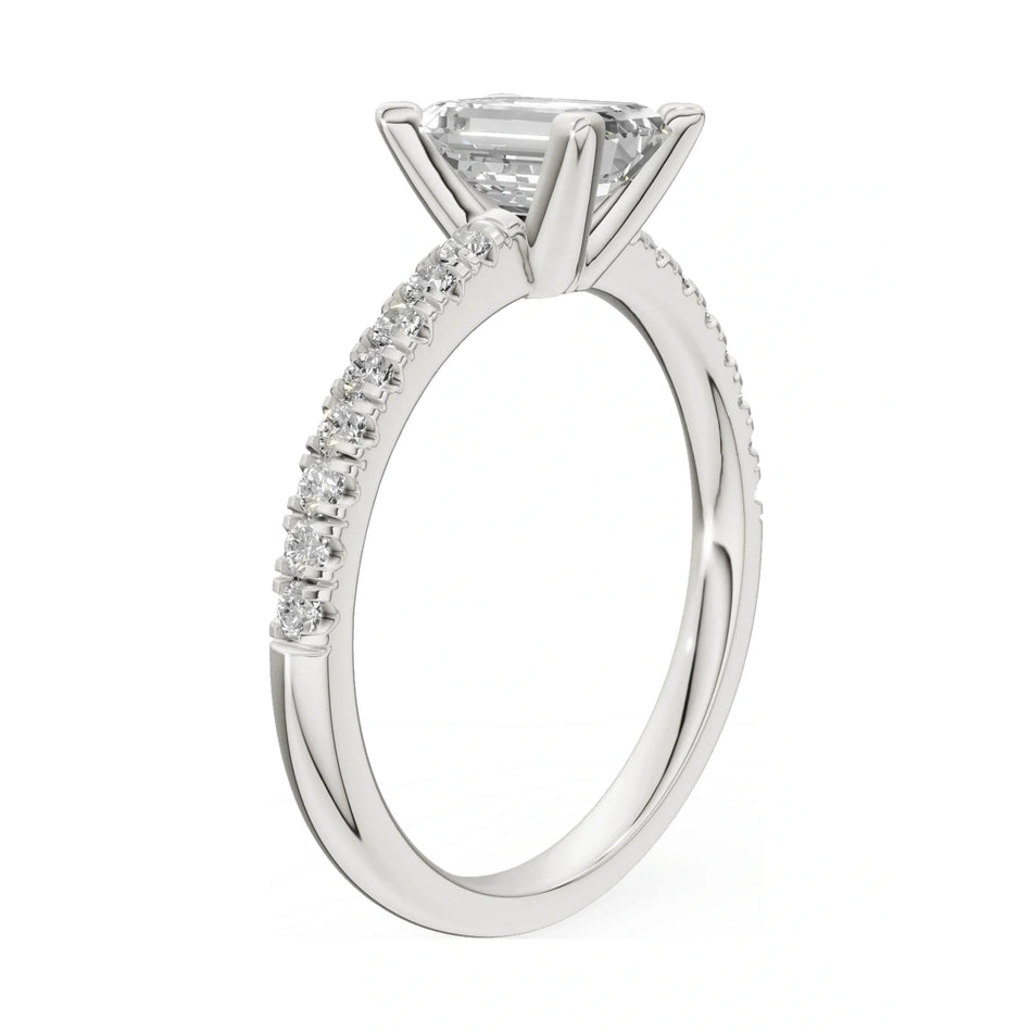 14K white gold GREMARI Seven Solis ring with 1.00 ct emerald-cut natural diamond