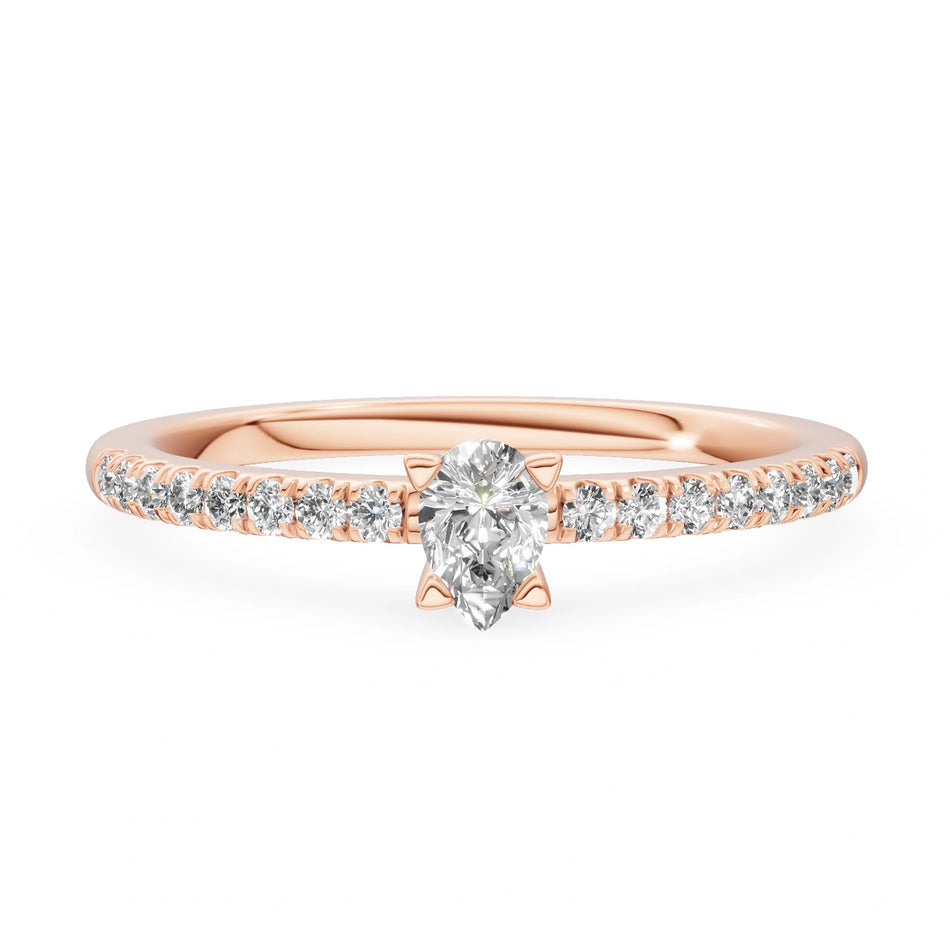 Gremari Seven Solis zásnubný prsteň z ružového zlata s 0,15 ct lab-grown diamantom – Pear