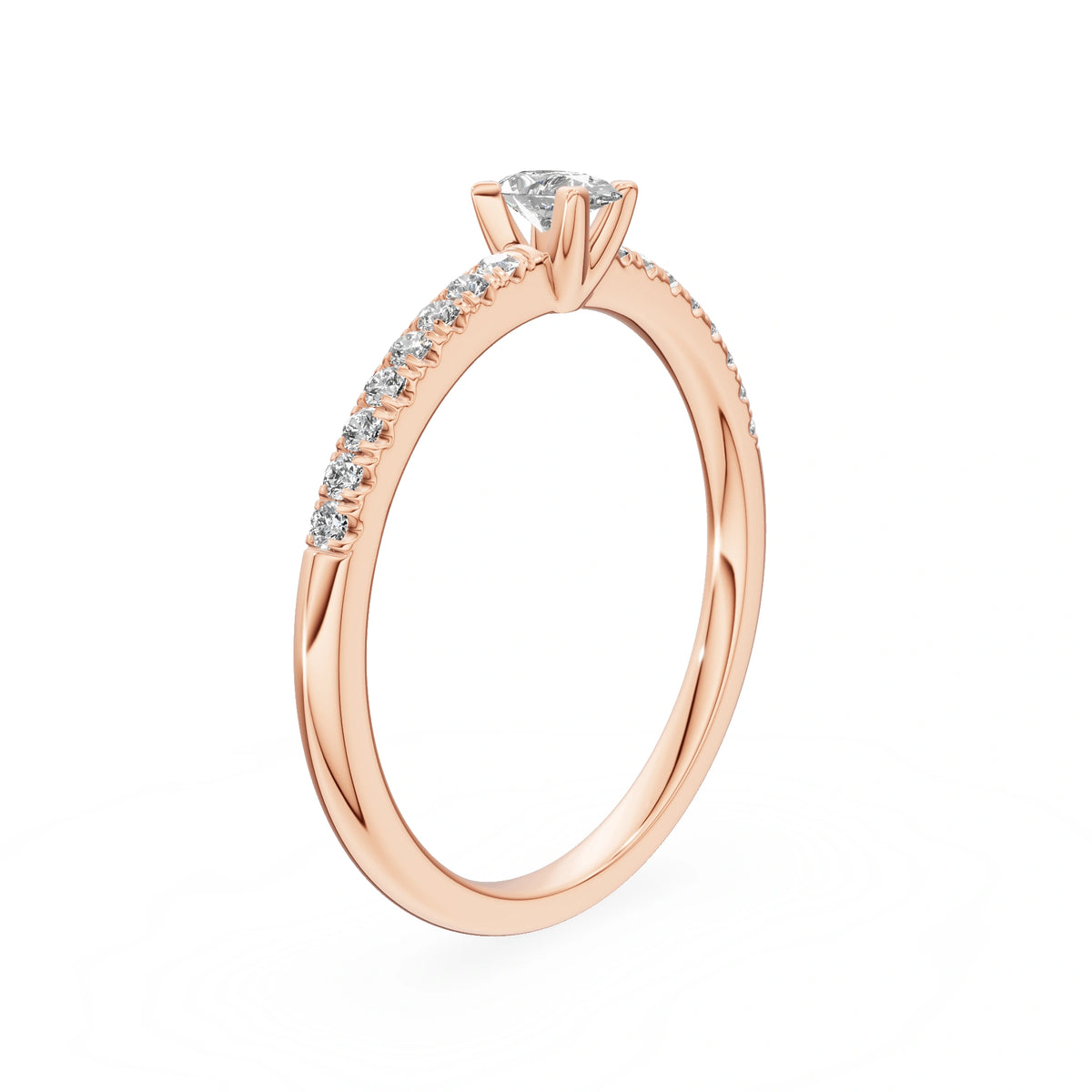 Gremari Seven Solis zásnubný prsteň z ružového zlata s 0,15 ct lab-grown diamantom – Pear