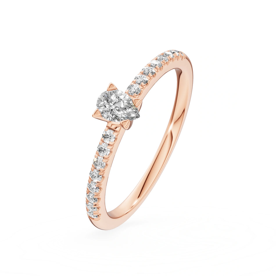 Gremari Seven Solis zásnubný prsteň z ružového zlata s 0,15 ct lab-grown diamantom – Pear