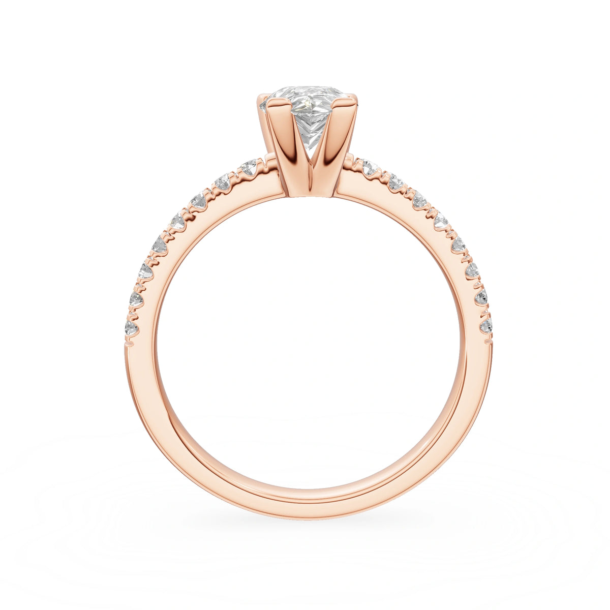 Gremari Seven Solis zásnubný prsteň z ružového zlata s 1,00 ct lab-grown diamantom – Pear