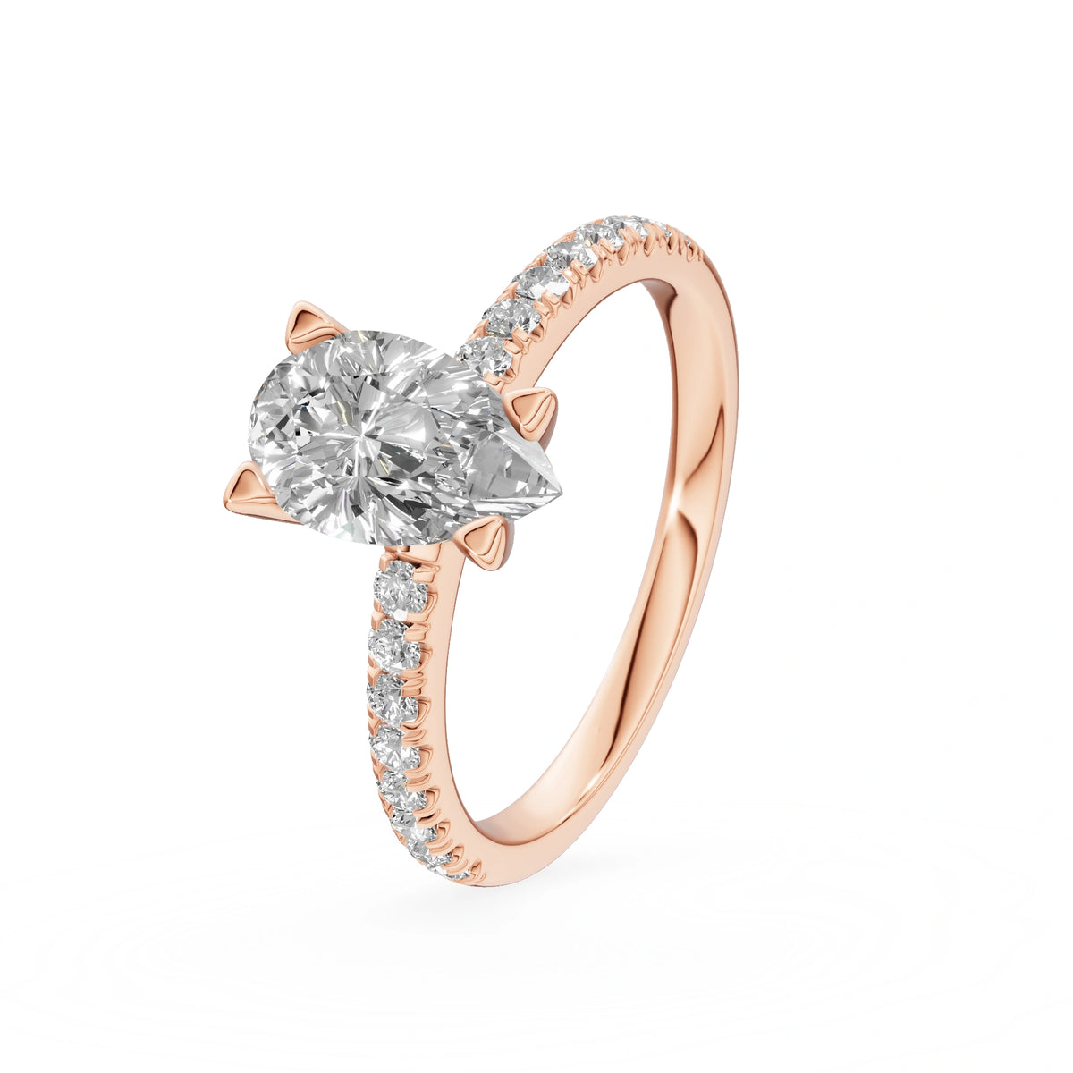 Gremari Seven Solis zásnubný prsteň z ružového zlata s 1,00 ct lab-grown diamantom – Pear