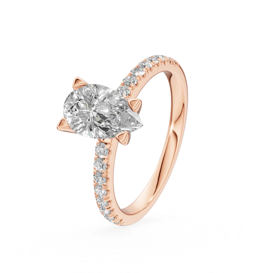 Gremari Seven Solis zásnubný prsteň z ružového zlata s 1,00 ct lab-grown diamantom – Pear