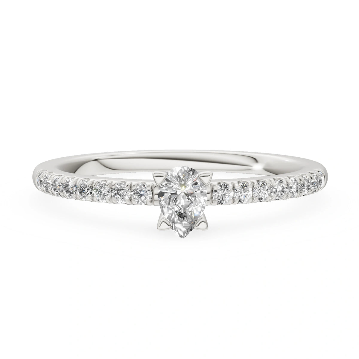 Gremari Seven Solis zásnubný prsteň z bieleho zlata s 0,15 ct lab-grown diamantom – Pear