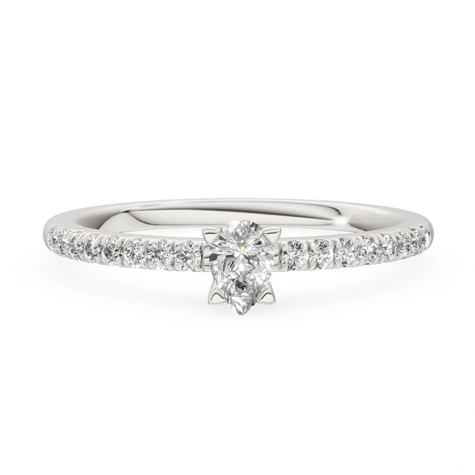 Gremari Seven Solis zásnubný prsteň z bieleho zlata s 0,15 ct lab-grown diamantom – Pear
