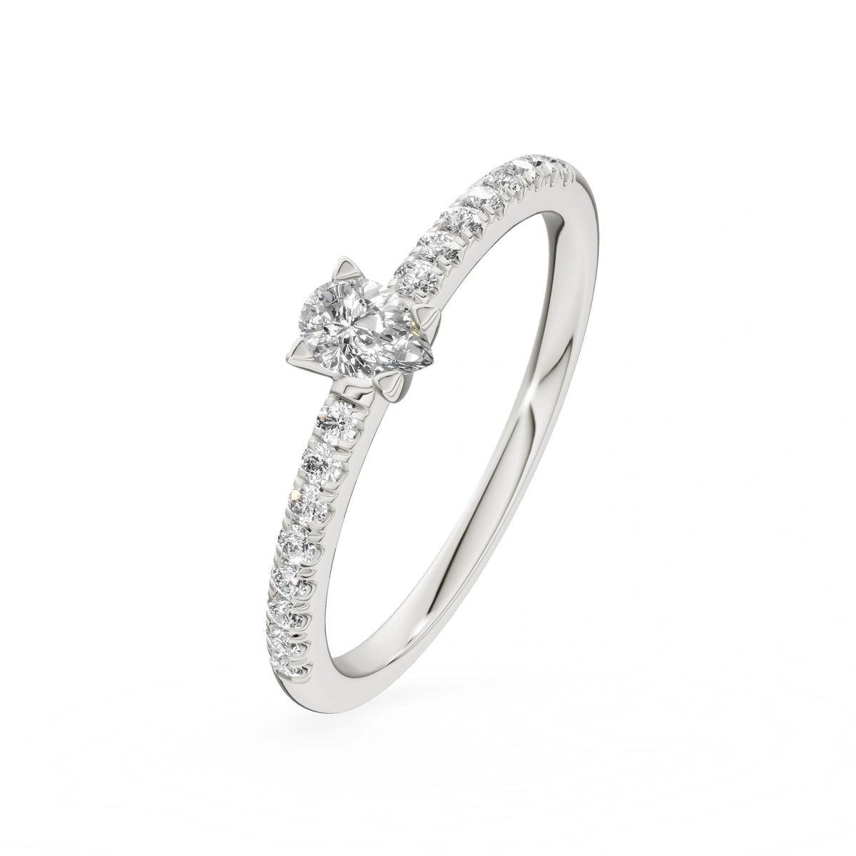 Gremari Seven Solis zásnubný prsteň z bieleho zlata s 0,15 ct lab-grown diamantom – Pear
