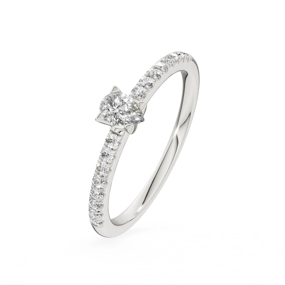 Gremari Seven Solis zásnubný prsteň z bieleho zlata s 0,15 ct lab-grown diamantom – Pear