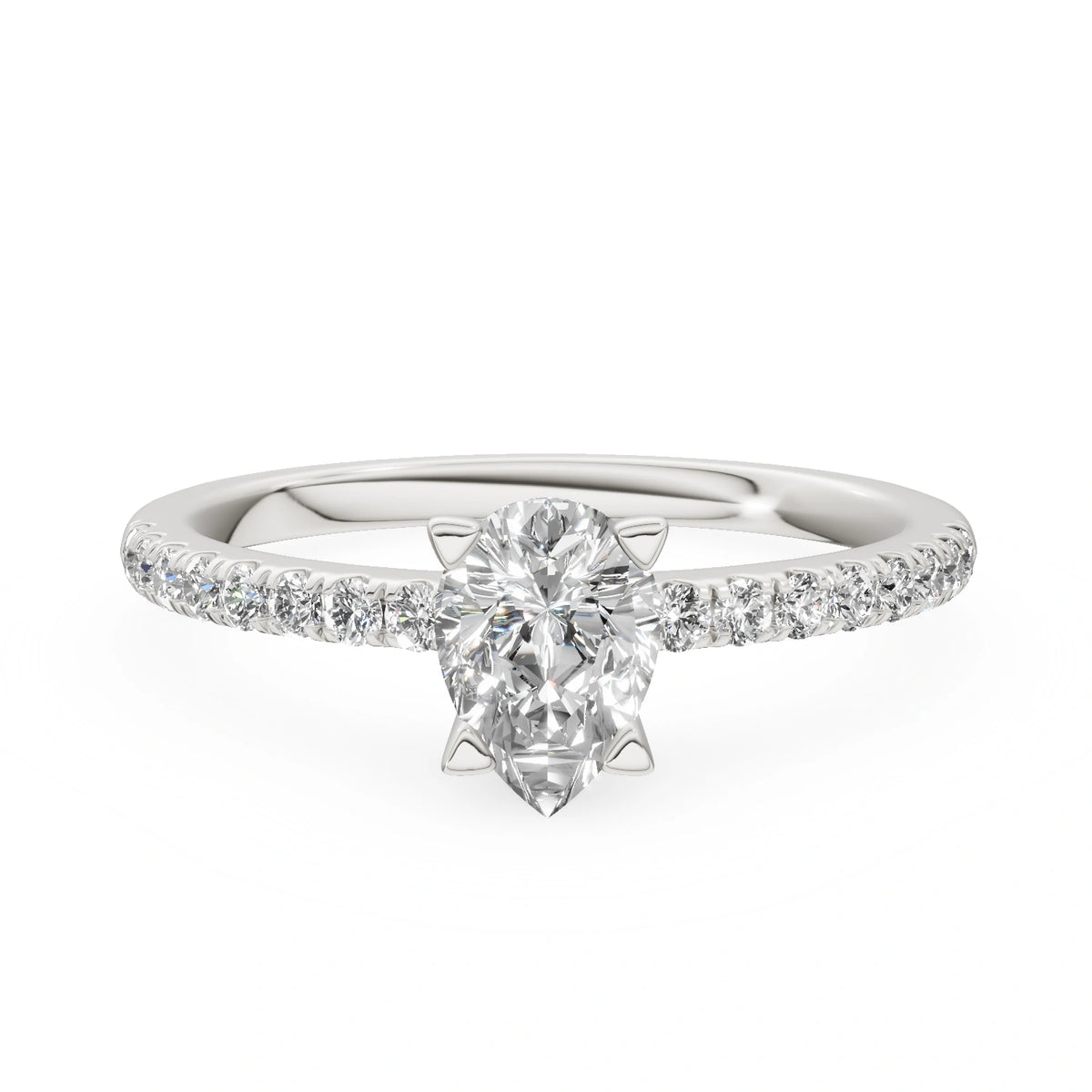 Gremari Seven Solis zásnubný prsteň z bieleho zlata s 0,50 ct lab-grown diamantom – Pear