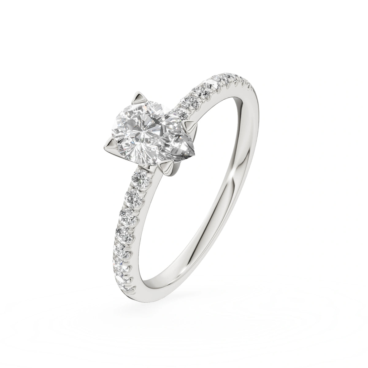 Gremari Seven Solis zásnubný prsteň z bieleho zlata s 0,50 ct lab-grown diamantom – Pear