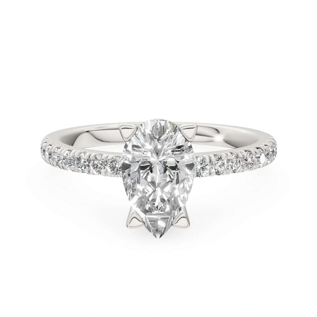 Gremari Seven Solis zásnubný prsteň z bieleho zlata s 1,00 ct lab-grown diamantom – Pear