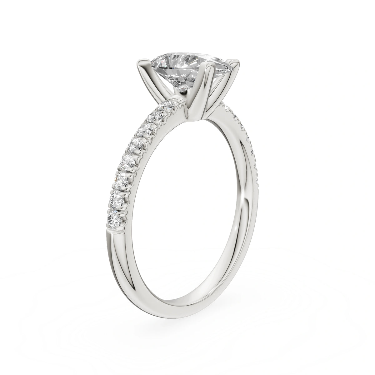 Gremari Seven Solis zásnubný prsteň z bieleho zlata s 1,00 ct lab-grown diamantom – Pear