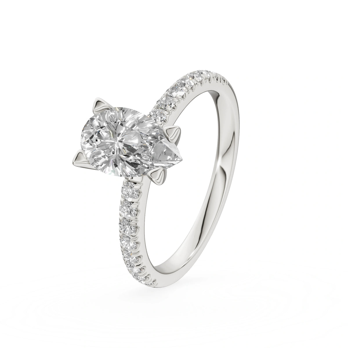 Gremari Seven Solis zásnubný prsteň z bieleho zlata s 1,00 ct lab-grown diamantom – Pear