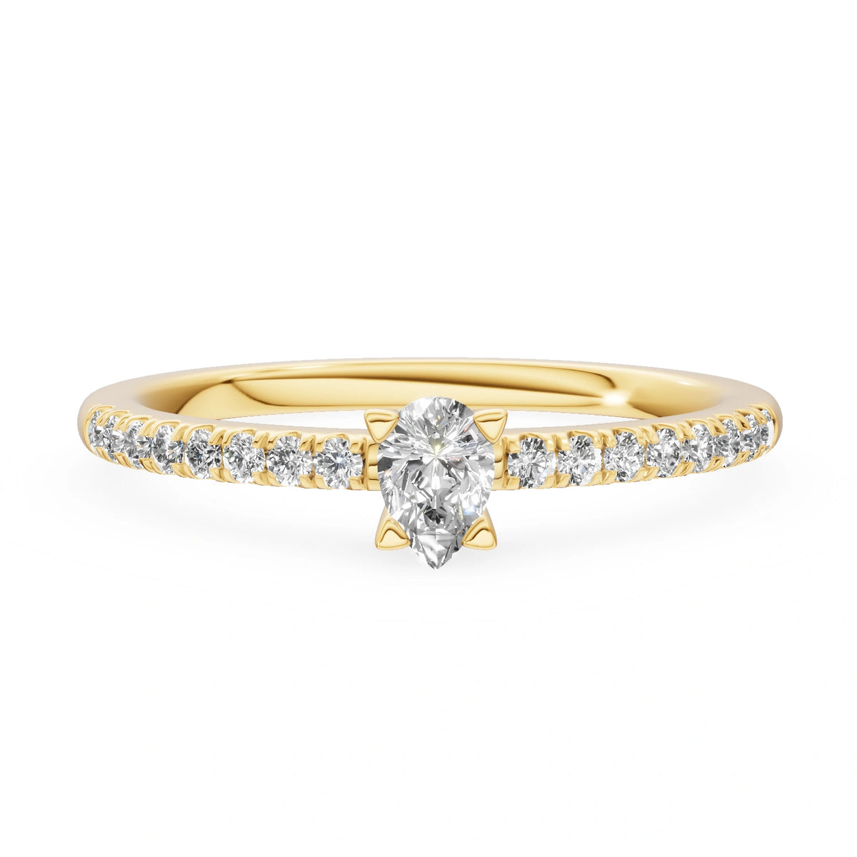 Gremari Seven Solis zásnubný prsteň zo žltého zlata s 0,15 ct lab-grown diamantom – Pear