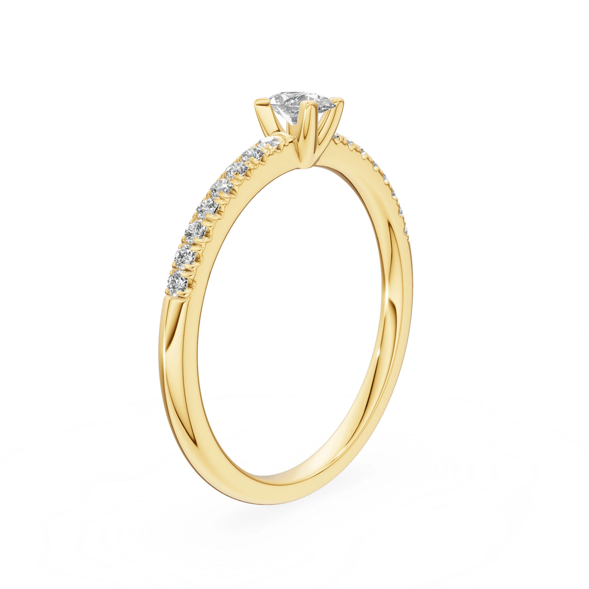 Gremari Seven Solis zásnubný prsteň zo žltého zlata s 0,15 ct lab-grown diamantom – Pear