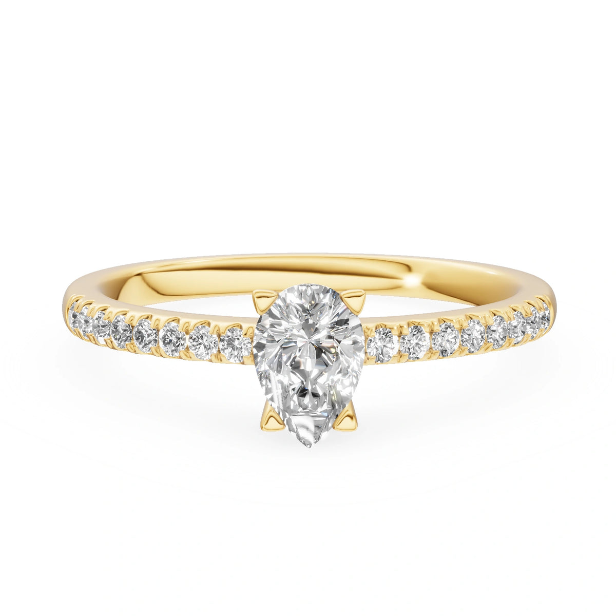 Gremari Seven Solis zásnubný prsteň zo žltého zlata s 0,30 ct lab-grown diamantom – Pear