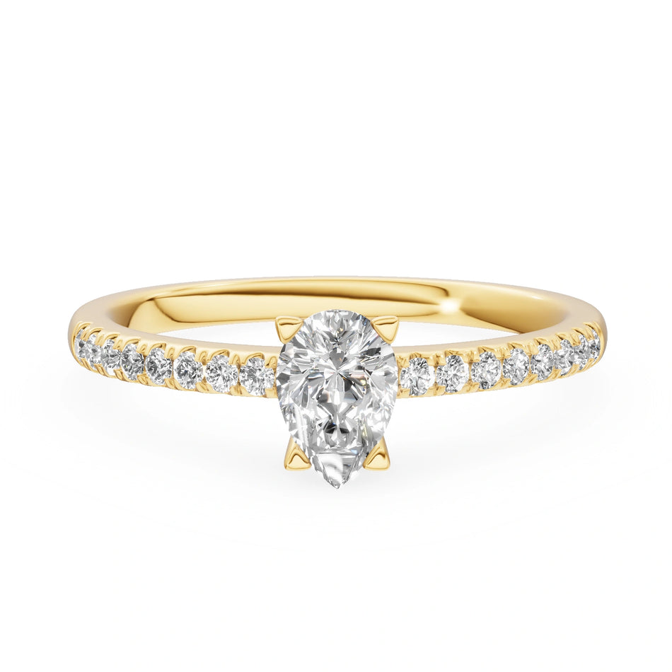 Gremari Seven Solis zásnubný prsteň zo žltého zlata s 0,30 ct lab-grown diamantom – Pear