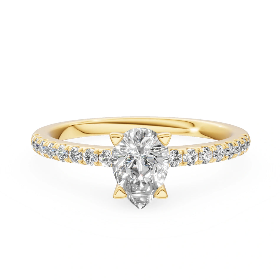 Gremari Seven Solis zásnubný prsteň zo žltého zlata s 0,50 ct lab-grown diamantom – Pear