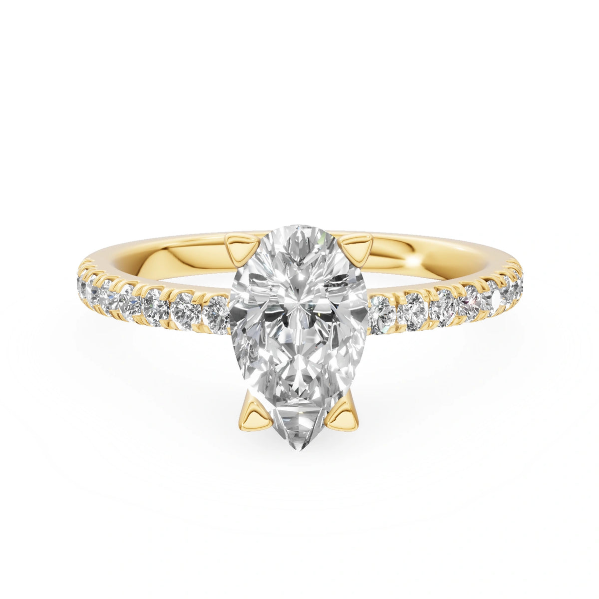 Gremari Seven Solis zásnubný prsteň zo žltého zlata s 1,00 ct lab-grown diamantom – Pear