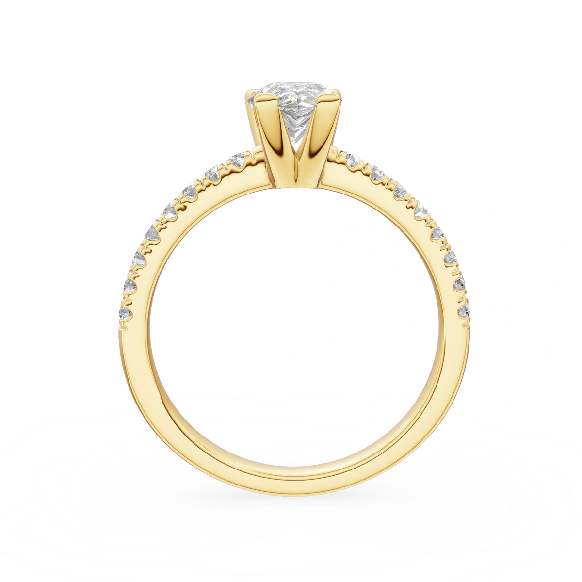 Gremari Seven Solis zásnubný prsteň zo žltého zlata s 1,00 ct lab-grown diamantom – Pear
