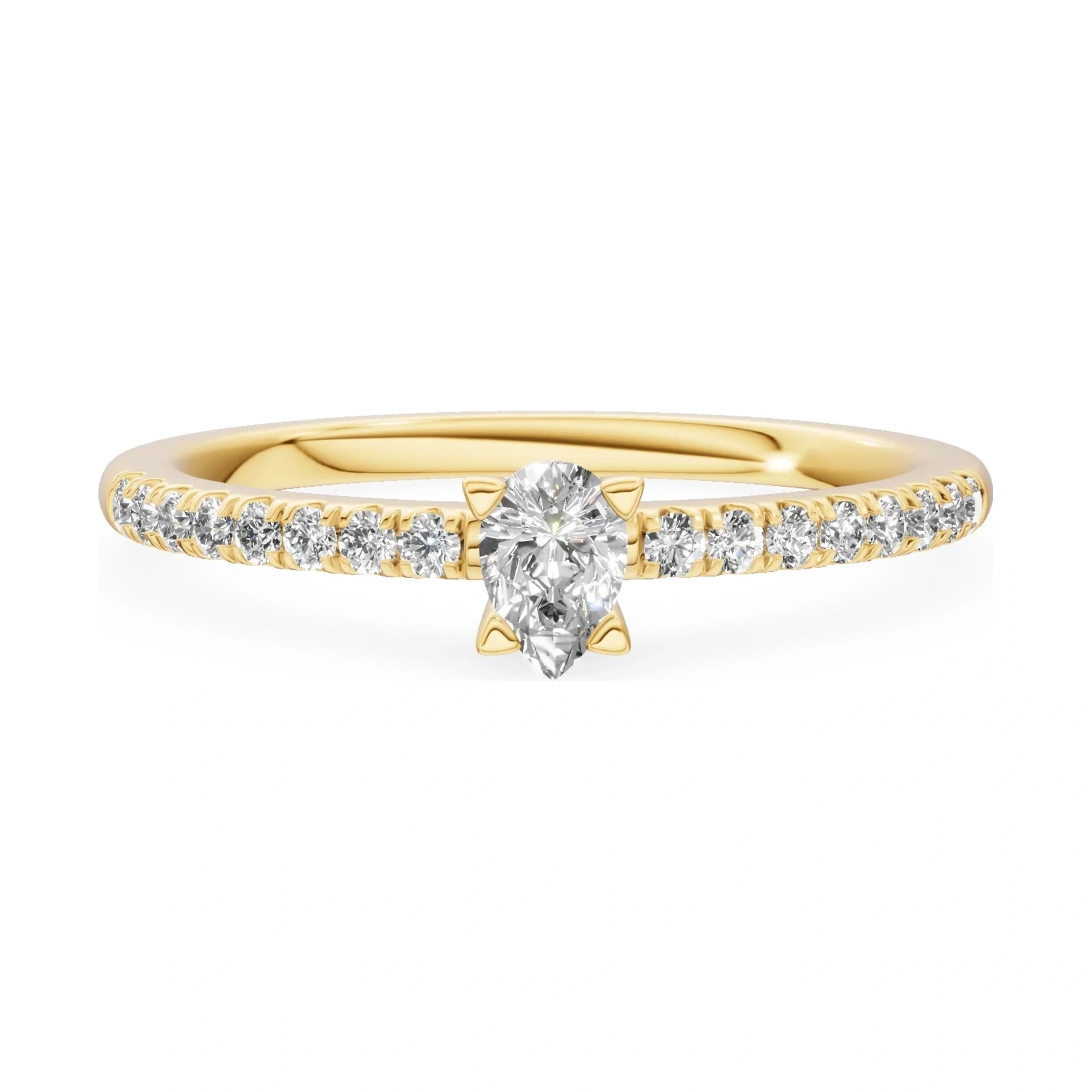 GREMARI Seven Solis 14K yellow gold engagement ring with 0.15 ct pear-cut natural diamond