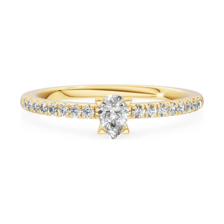 GREMARI Seven Solis 14K yellow gold engagement ring with 0.15 ct pear-cut natural diamond