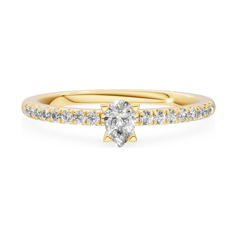 GREMARI Seven Solis 14K yellow gold engagement ring with 0.15 ct pear-cut natural diamond
