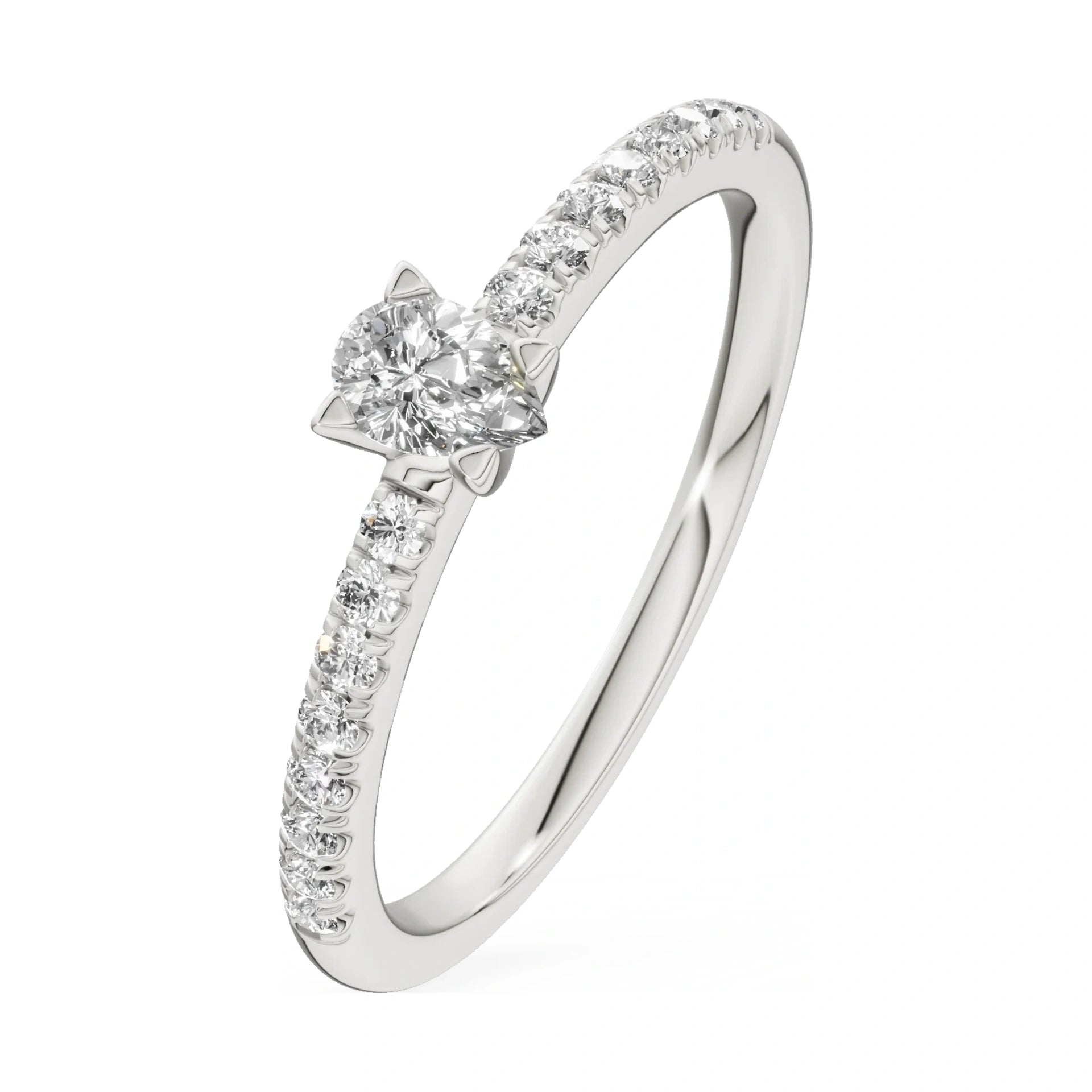 0.15 ct pear-cut natural diamond GREMARI Seven Solis engagement ring in 14K white gold