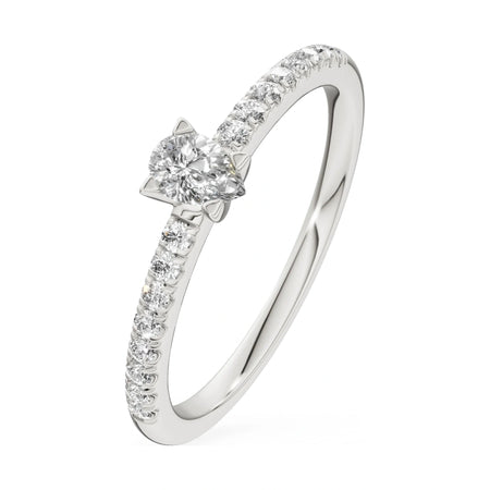 0.15 ct pear-cut natural diamond GREMARI Seven Solis engagement ring in 14K white gold