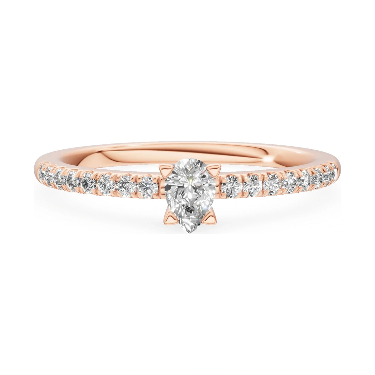 GREMARI Seven Solis 14K rose gold engagement ring with 0.15 ct pear-cut natural diamond
