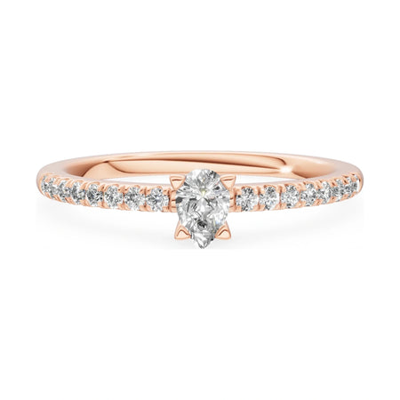 GREMARI Seven Solis 14K rose gold engagement ring with 0.15 ct pear-cut natural diamond