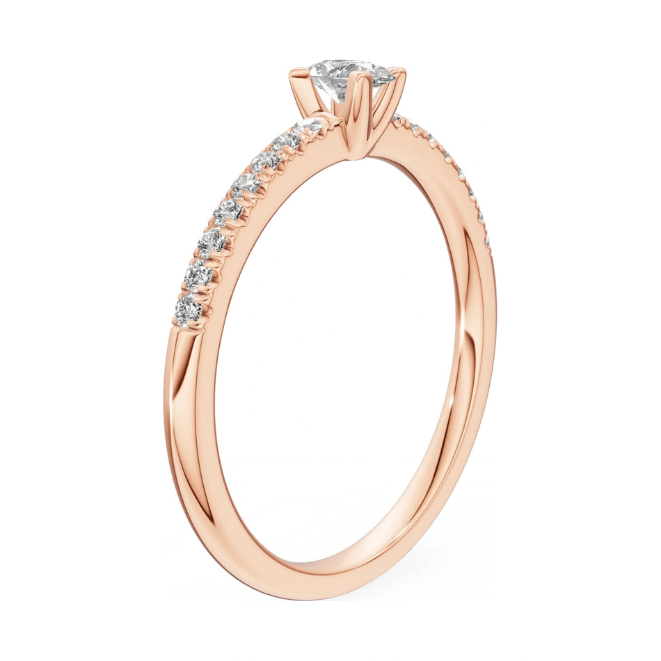 14K rose gold GREMARI Seven Solis ring with 0.15 ct pear-cut natural diamond