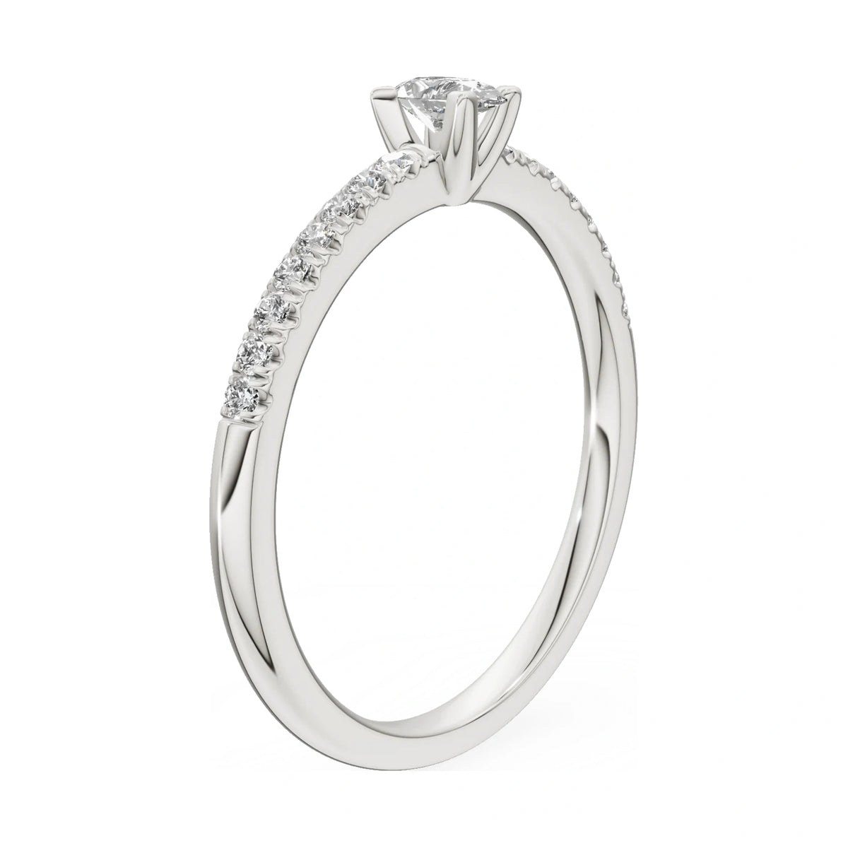 14K white gold GREMARI Seven Solis ring with 0.15 ct pear-cut natural diamond