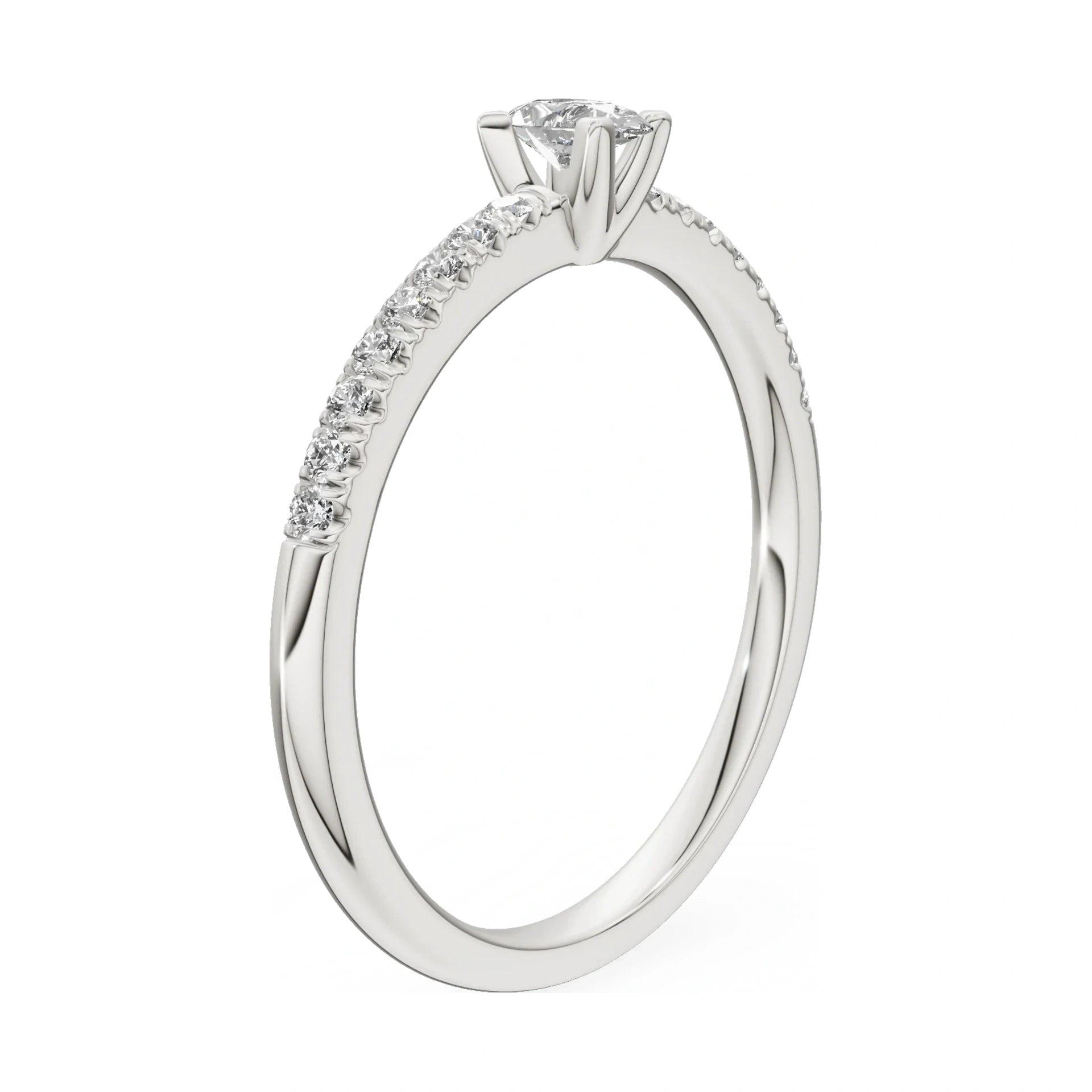 14K white gold GREMARI Seven Solis ring with 0.15 ct pear-cut natural diamond