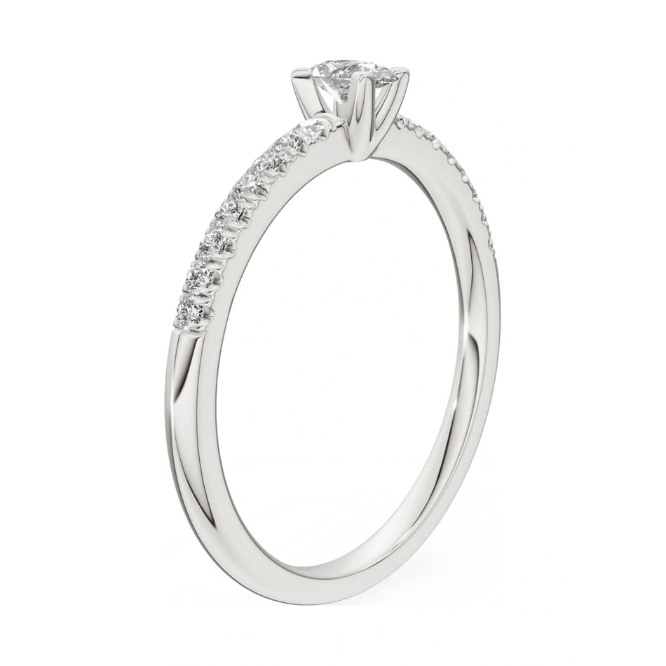 14K white gold GREMARI Seven Solis ring with 0.15 ct pear-cut natural diamond