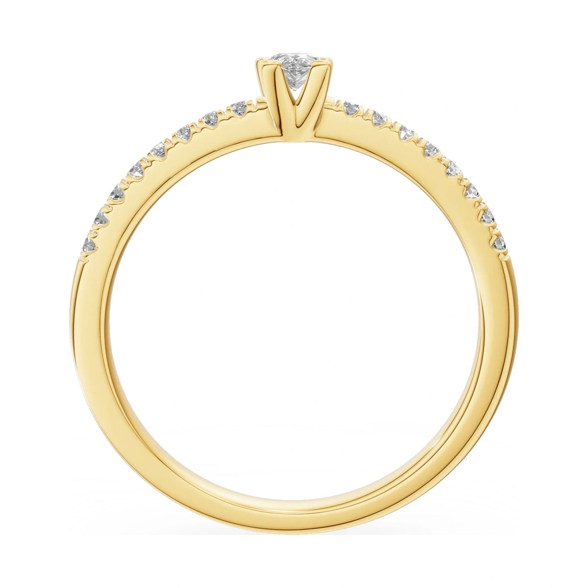 GREMARI Seven Solis pear-cut natural diamond engagement ring in 14K yellow gold, 0.15 ct
