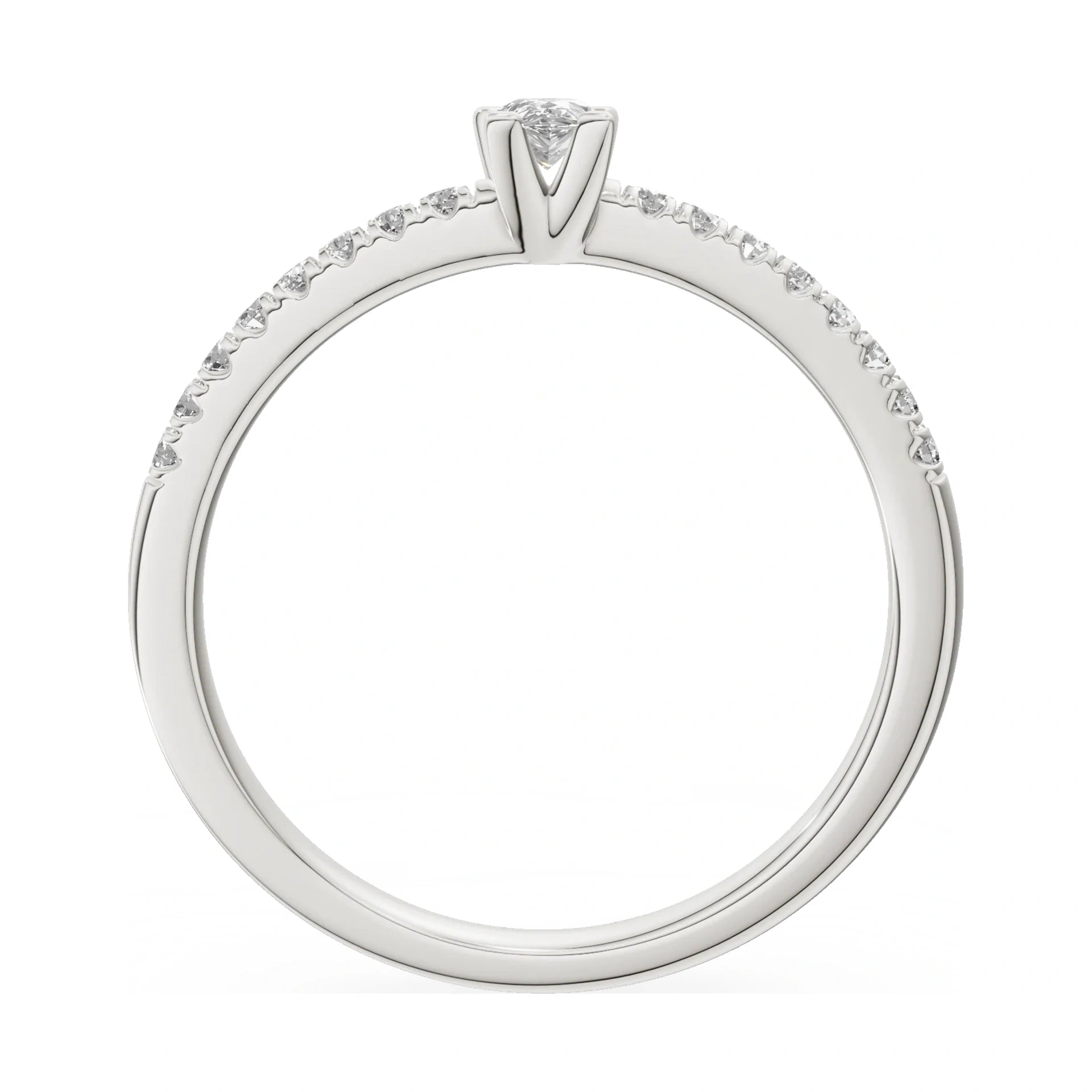 GREMARI Seven Solis pear-cut natural diamond engagement ring in 14K white gold, 0.15 ct