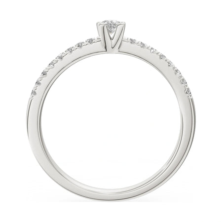 GREMARI Seven Solis pear-cut natural diamond engagement ring in 14K white gold, 0.15 ct