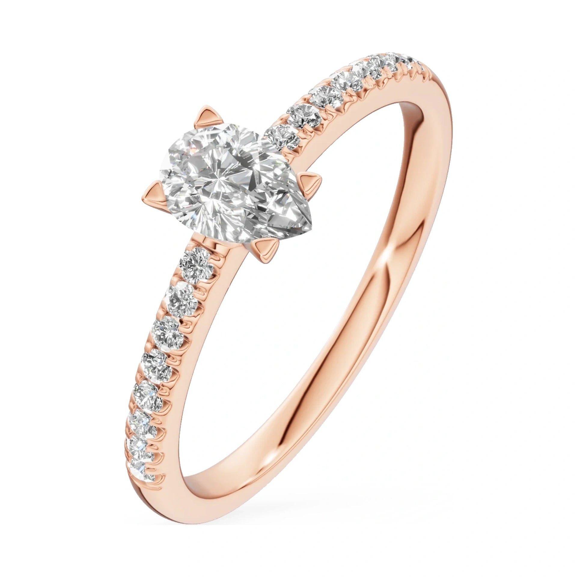 0.30 ct pear-cut natural diamond GREMARI Seven Solis engagement ring in 14K rose gold