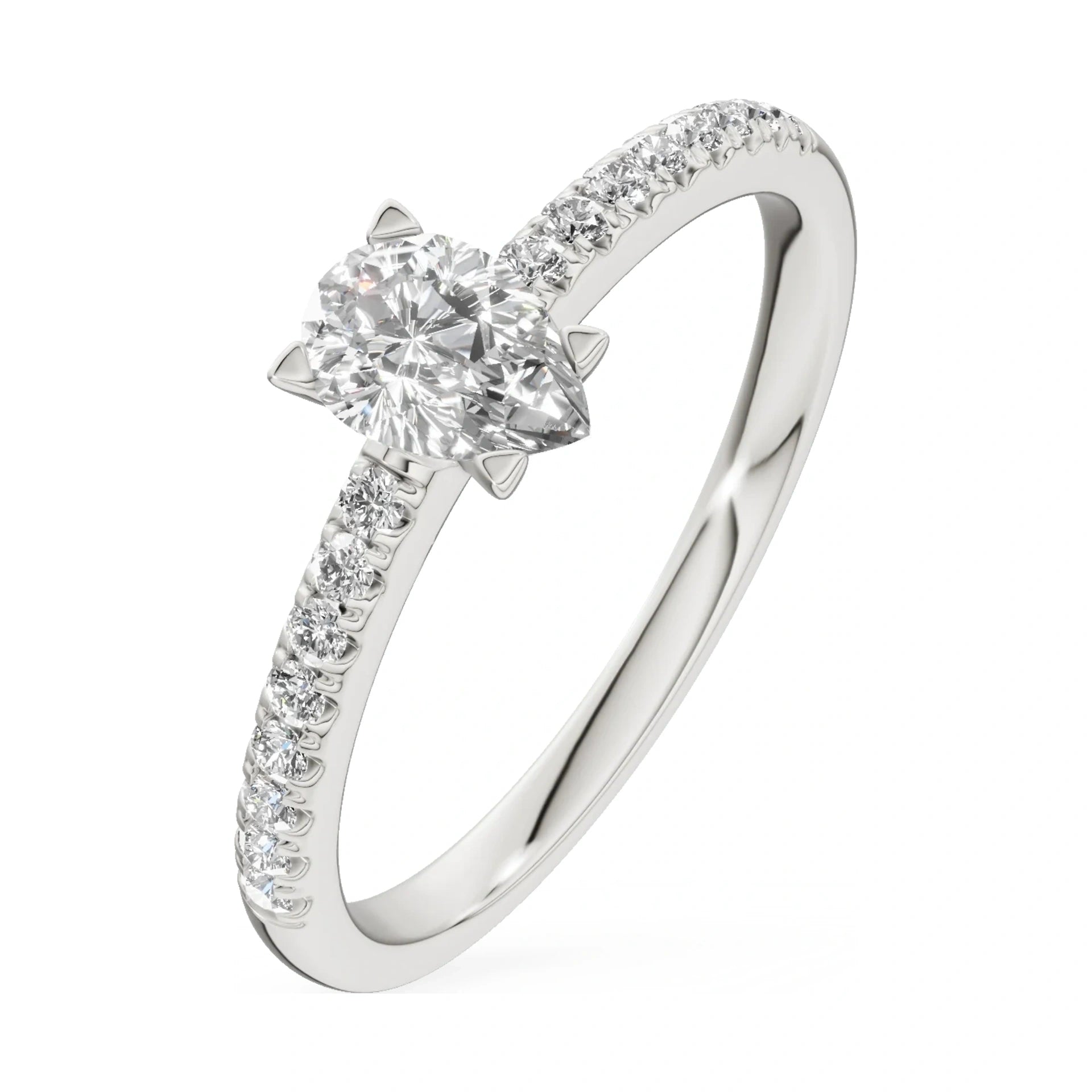 0.30 ct pear-cut natural diamond GREMARI Seven Solis engagement ring in 14K white gold
