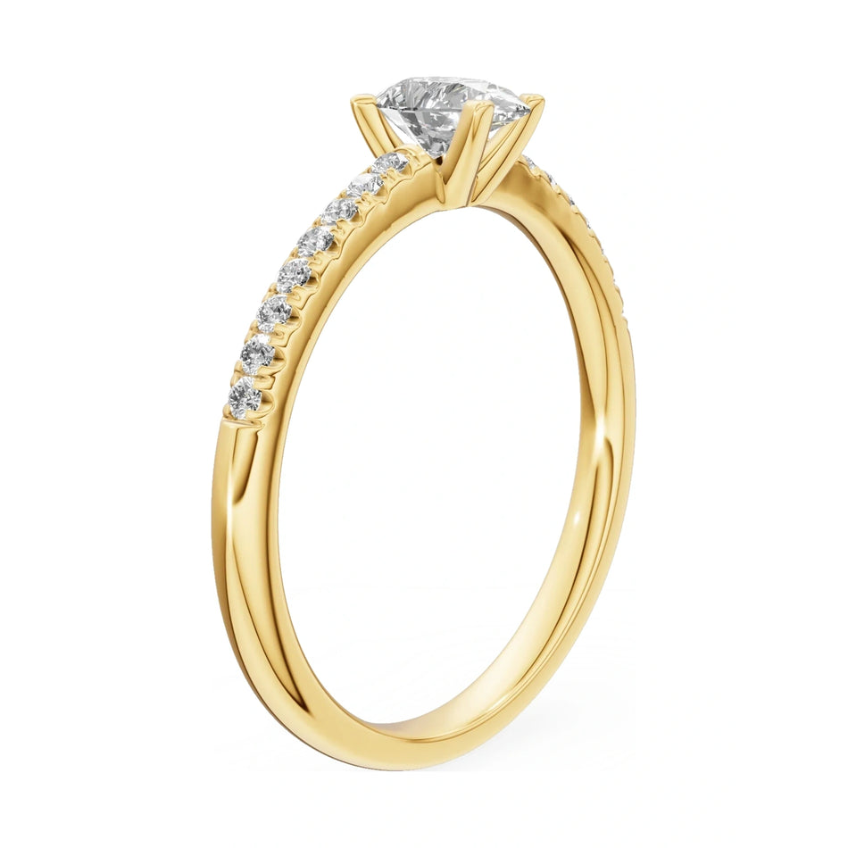 14K yellow gold GREMARI Seven Solis ring with 0.30 ct pear-cut natural diamond
