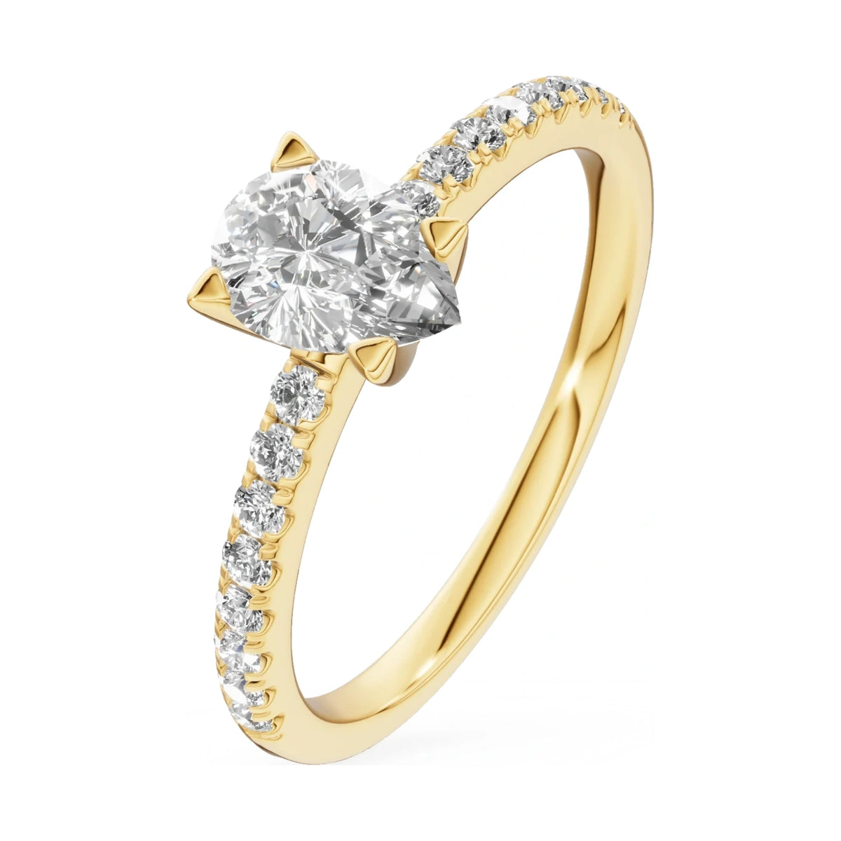 0.50 ct pear-cut natural diamond GREMARI Seven Solis engagement ring in 14K yellow gold