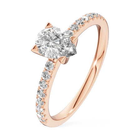 0.50 ct pear-cut natural diamond GREMARI Seven Solis engagement ring in 14K rose gold