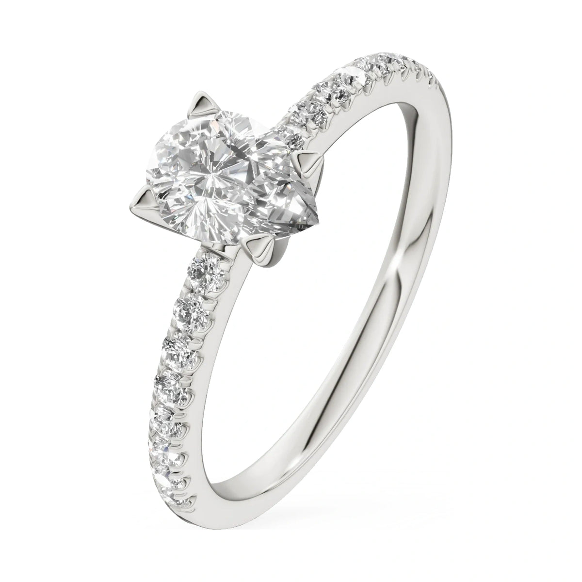 0.50 ct pear-cut natural diamond GREMARI Seven Solis engagement ring in 14K white gold