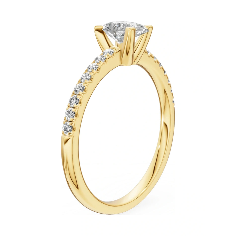 14K yellow gold GREMARI Seven Solis ring with 0.50 ct pear-cut natural diamond