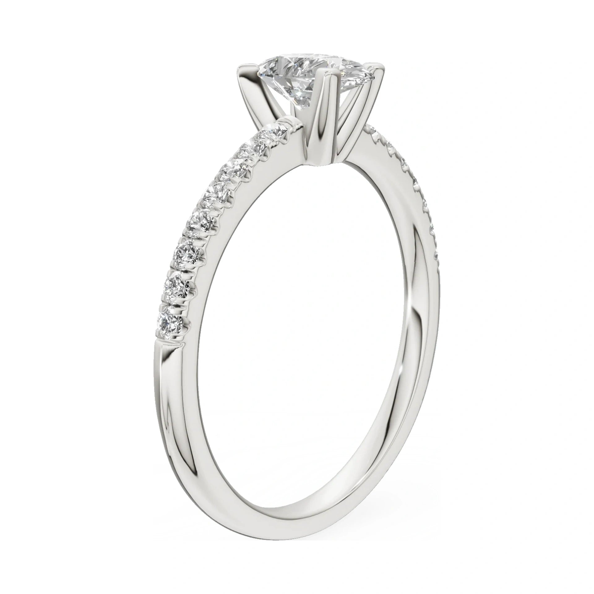 14K white gold GREMARI Seven Solis ring with 0.50 ct pear-cut natural diamond