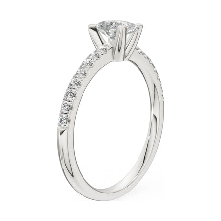 14K white gold GREMARI Seven Solis ring with 0.50 ct pear-cut natural diamond