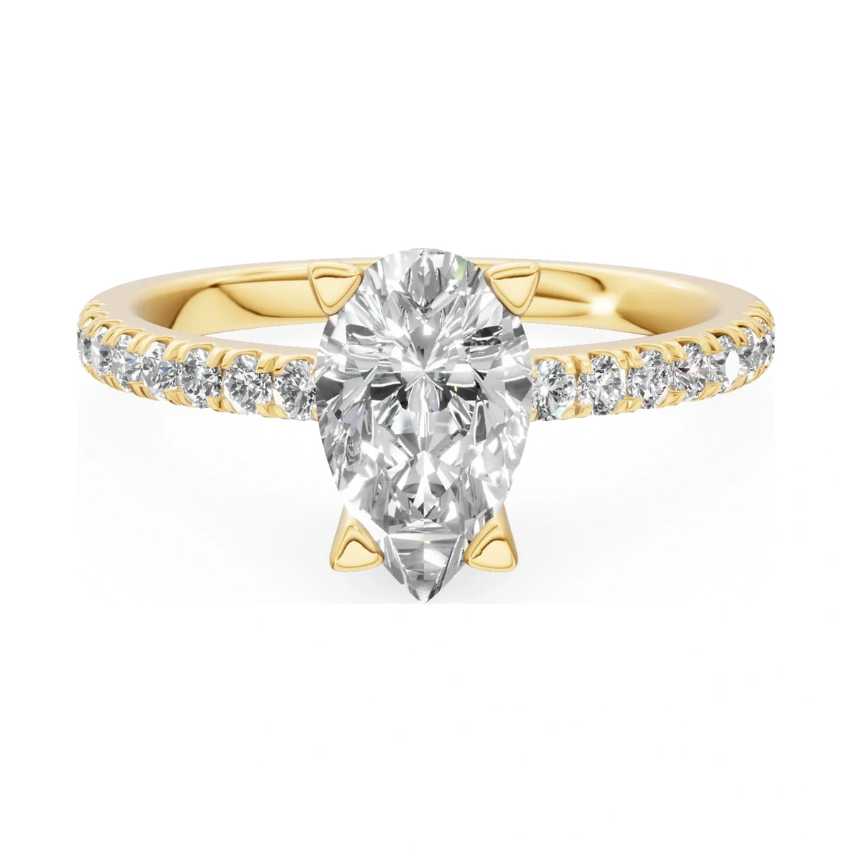 GREMARI Seven Solis 14K yellow gold engagement ring with 1.00 ct pear-cut natural diamond
