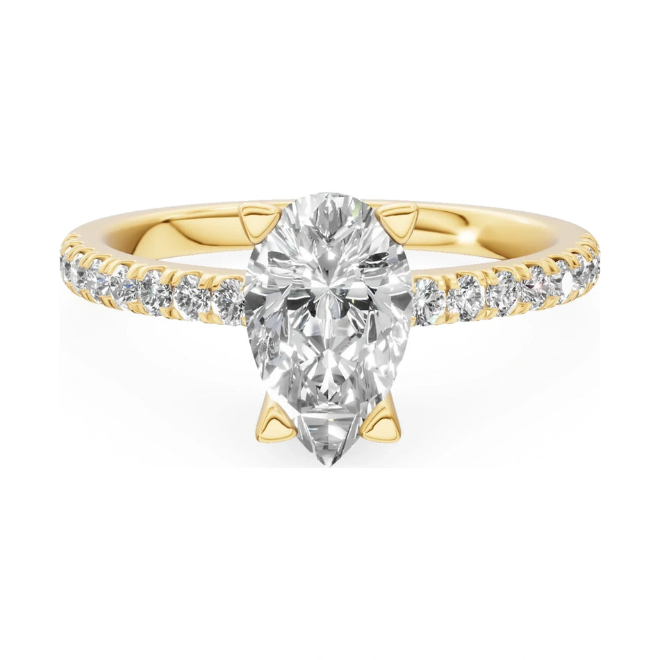 GREMARI Seven Solis 14K yellow gold engagement ring with 1.00 ct pear-cut natural diamond