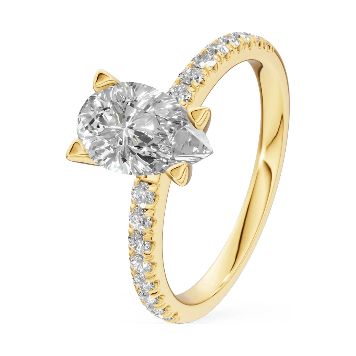 1.00 ct pear-cut natural diamond GREMARI Seven Solis engagement ring in 14K yellow gold